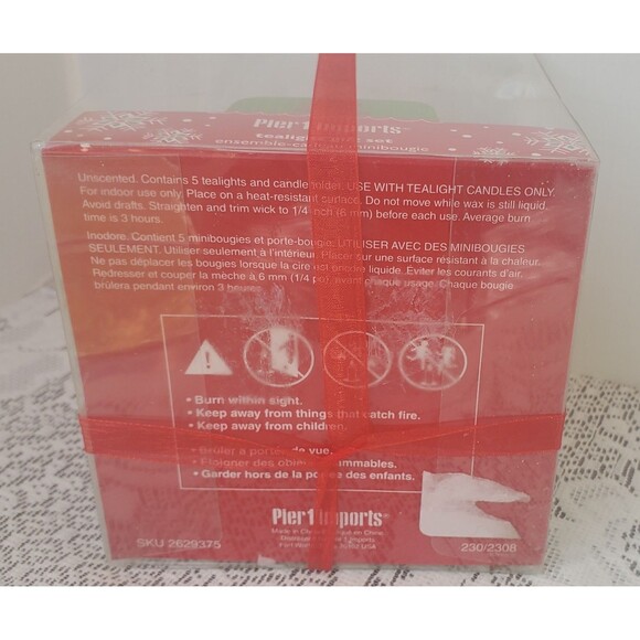 Pier 1 Imports Christmas Gift Set Glass Ornament Candleholder Five Tealights New - Picture 7 of 8